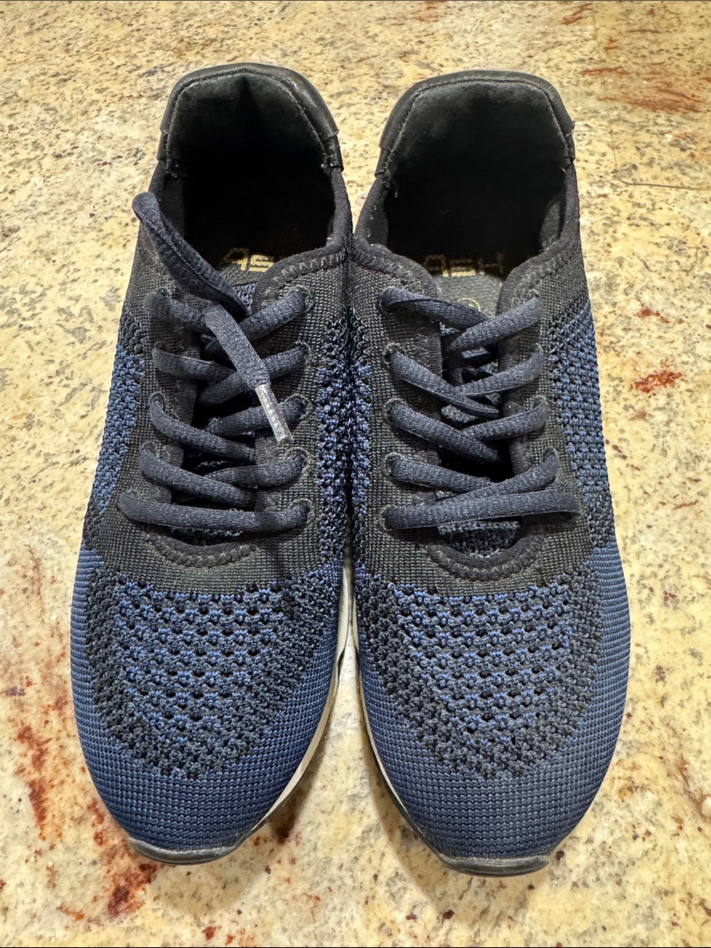 Ash Knit Lace-Up Sneakers in Navy and Black